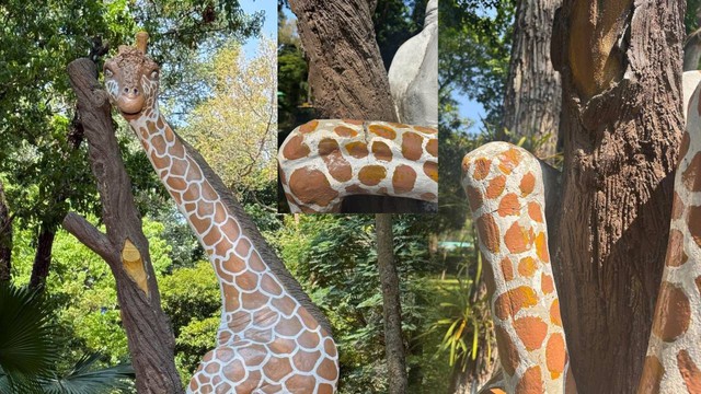 Tượng hươu cao cổ ở Thảo Cầm Viên bị ‘gãy sừng, rạn xương’ - Ảnh 1.