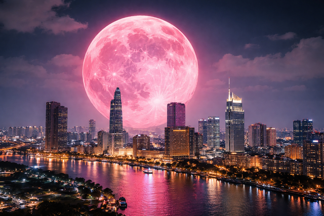 Tối nay rằm th&aacute;ng 2 trăng hồng s&aacute;ng rực bầu trời Việt, cạnh ch&ograve;m sao Xử Nữ - Ảnh 1.