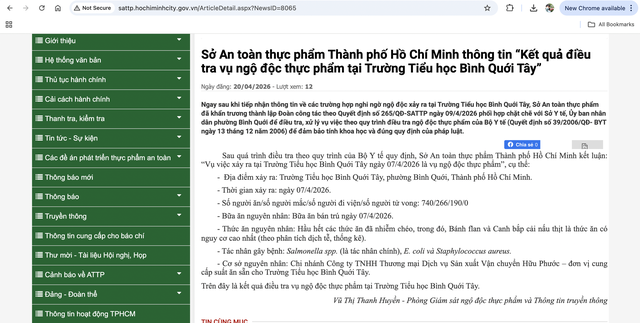Ch&iacute;nh thức c&ocirc;ng bố kết quả điều tra ngộ độc thực phẩm tại Trường B&igrave;nh Quới T&acirc;y - Ảnh 3.