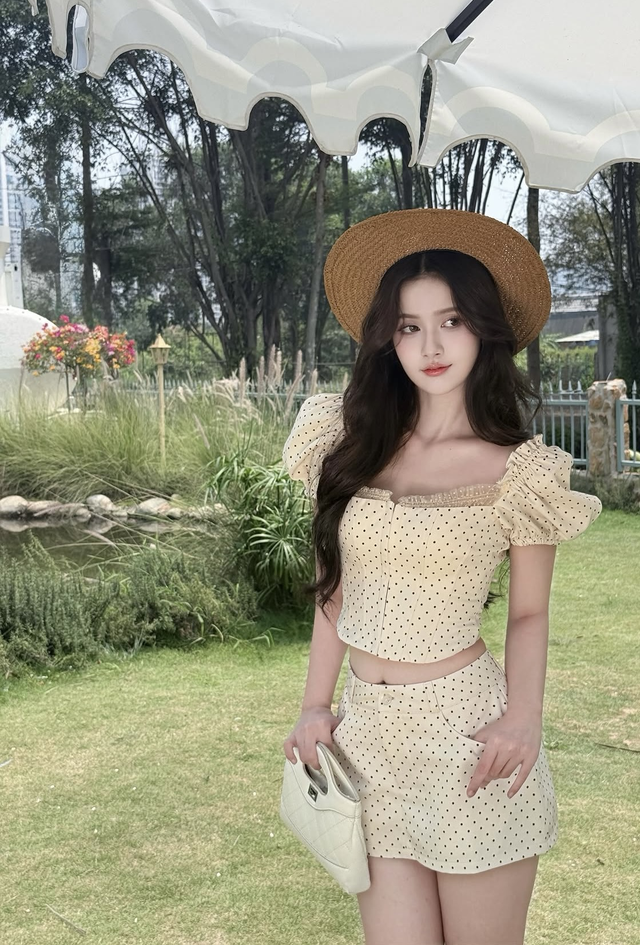 Áo chấm bi phối chân váy mang nét ngọt ngào xuống phố- Ảnh 7.