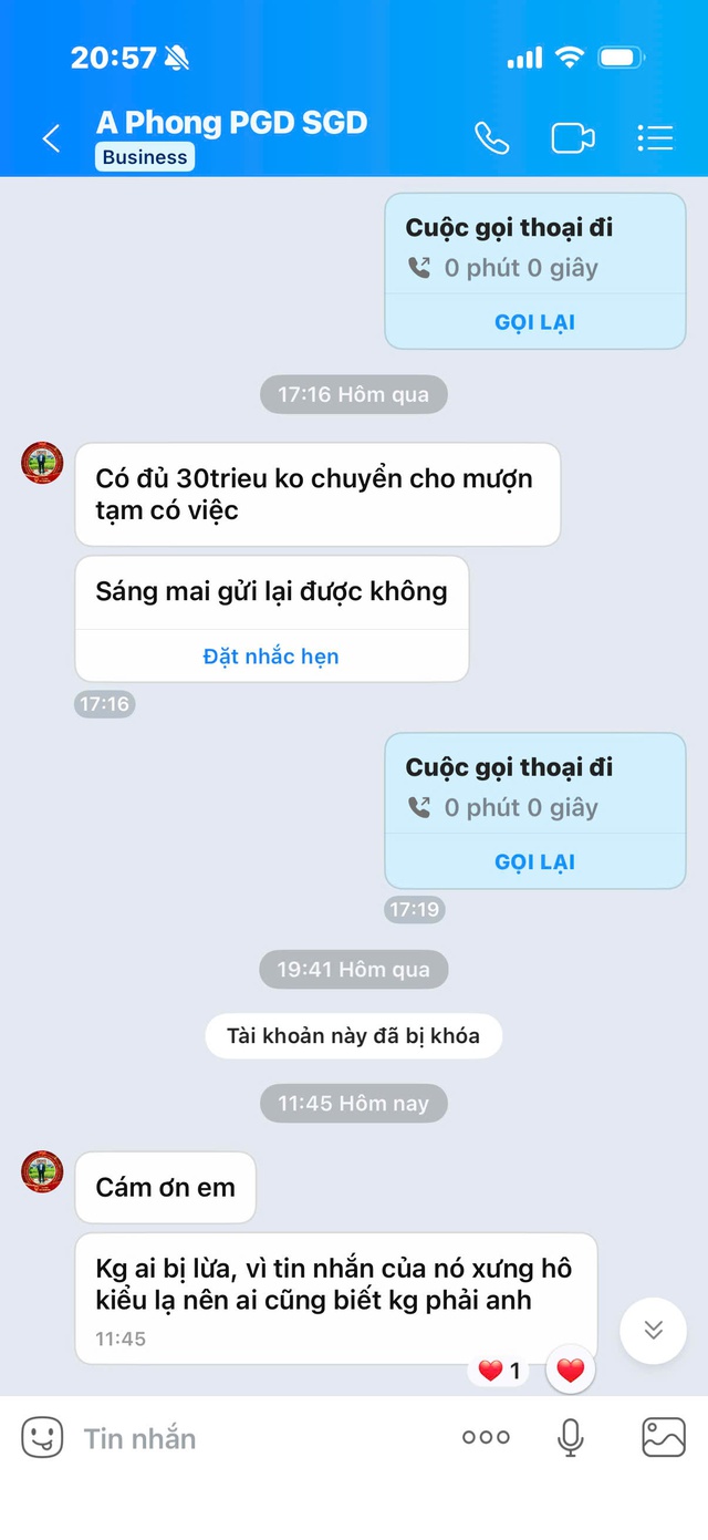 Ph&oacute; gi&aacute;m đốc Sở GD-ĐT TP.HCM bị hack Zalo ph&aacute;t t&aacute;n tin nhắn lừa đảo mượn tiền- Ảnh 2.