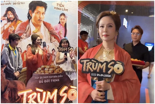 Diễn viên Thanh Thúy diện đồ cổ trang đến rạp phim  - Ảnh 1.