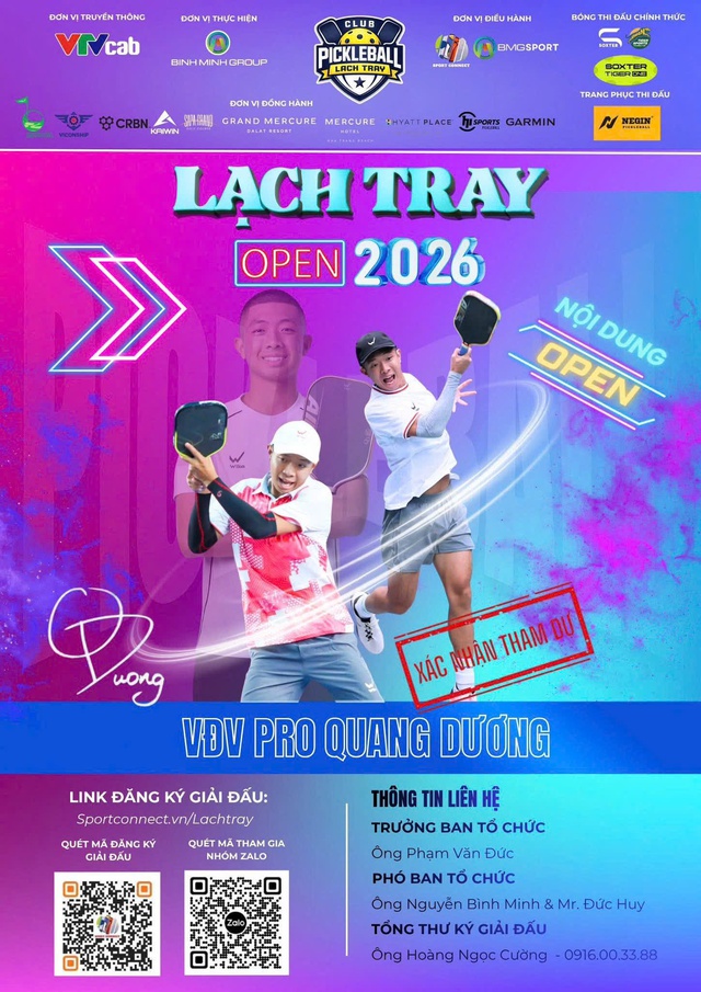 Quang Dương và dàn sao pickleball Việt Nam hội ngộ ở giải Lạch Tray Open
- Ảnh 2. Quang Dương và dàn sao pickleball Việt Nam hội ngộ ở giải Lạch Tray Open
- Ảnh 2.