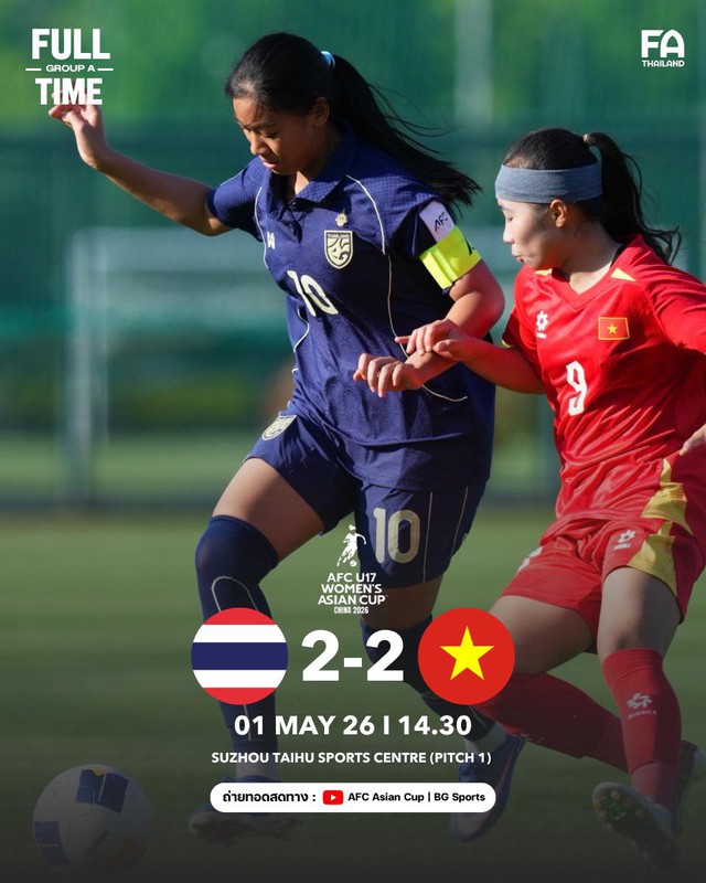 U.17 nữ Việt Nam h&ograve;a nghẹt thở U.17 nữ Th&aacute;i Lan ở giải ch&acirc;u &Aacute;: Đấu Trung Quốc ng&agrave;y n&agrave;o?- Ảnh 1.