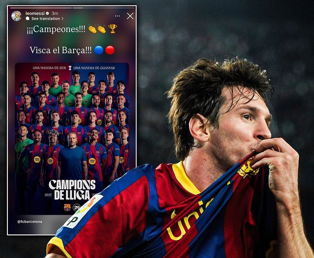 Messi chúc mừng Barcelona sớm vô địch La Liga, Yamal chính thức vượt mặt Ronaldo- Ảnh 1. Messi chúc mừng Barcelona sớm vô địch La Liga, Yamal chính thức vượt mặt Ronaldo- Ảnh 1.