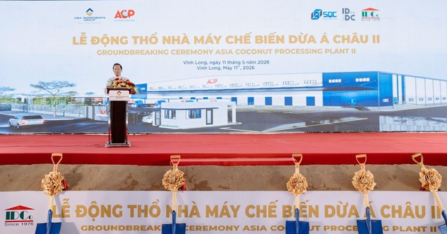 Tập đo&agrave;n Nguy&ecirc;n liệu &Aacute; Ch&acirc;u khởi c&ocirc;ng nh&agrave; m&aacute;y chế biến dừa đẳng cấp thế giới - Ảnh 2.