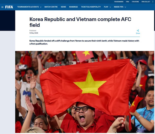 FIFA h&acirc;n hoan ch&agrave;o mừng U.17 Việt Nam gi&agrave;nh v&eacute; World Cup, tiết lộ những th&ocirc;ng tin đặc biệt
- Ảnh 1.