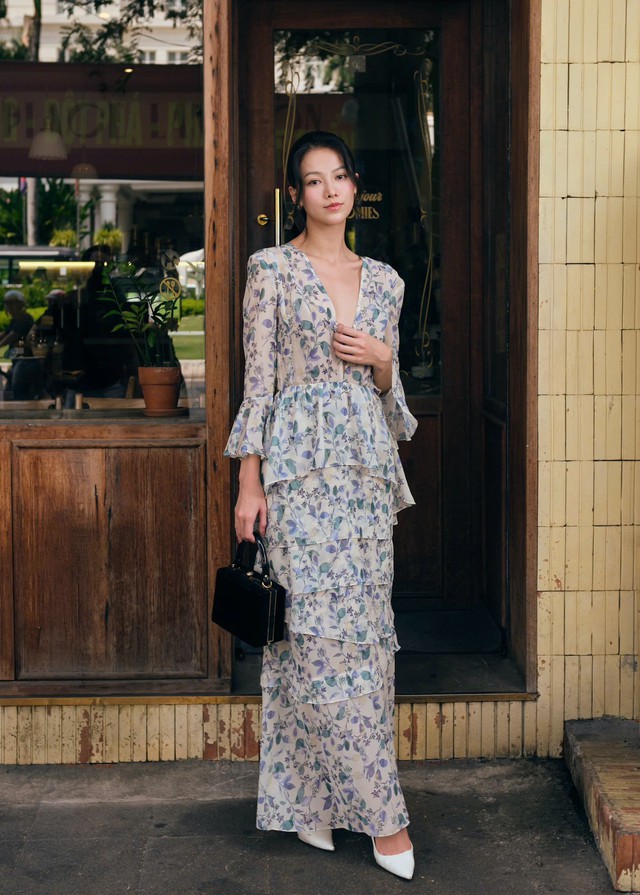 Váy hoa xếp tầng bồng bềnh - Ảnh 5.