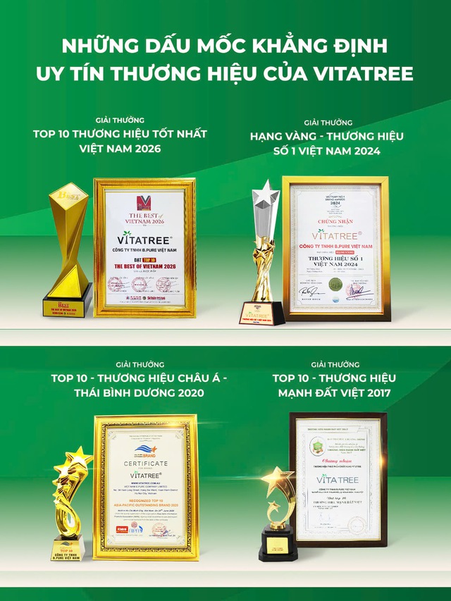 Vitatree khẳng định vị thế với giải thưởng &lsquo;Top 10 Thương hiệu tốt nhất Việt Nam 2026&rsquo; - Ảnh 2.