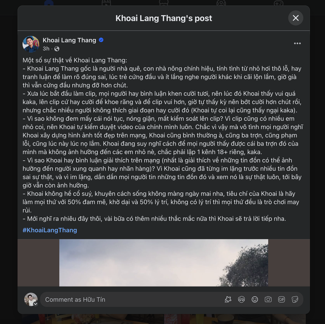 Khoai Lang Thang tiết lộ l&yacute; do lu&ocirc;n l&ecirc;n tiếng trước tin đồn thất thiệt - Ảnh 1.