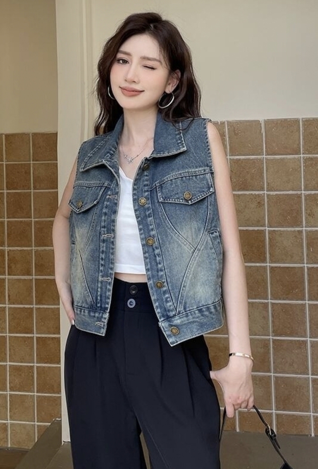 Lên đồ cùng áo gile denim tôn lên vẻ năng động- Ảnh 5.