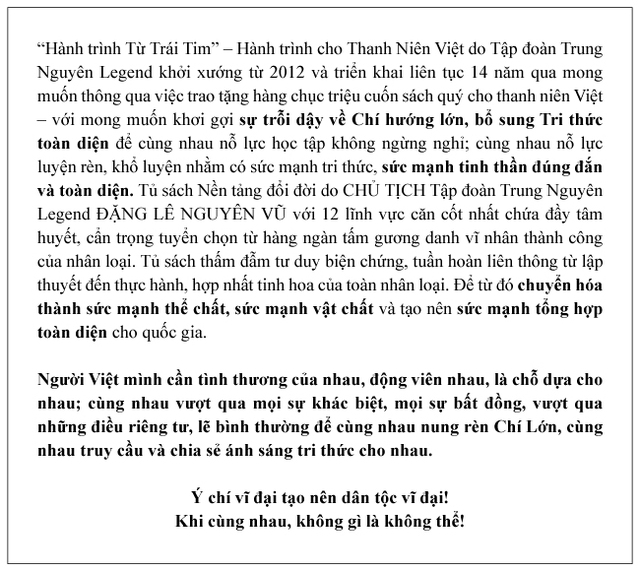 H&agrave;nh tr&igrave;nh Từ Tr&aacute;i Tim g&oacute;p phần khơi dậy kh&aacute;t vọng lớn của thanh ni&ecirc;n Việt Nam - Ảnh 2.