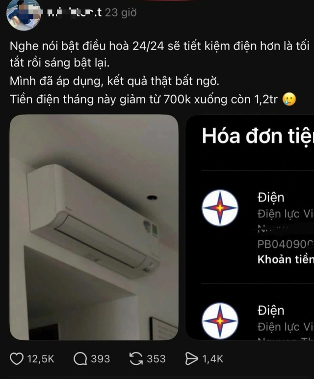 Tranh c&atilde;i chuyện bật điều h&ograve;a 24/24 gi&uacute;p tiết kiệm điện? - Ảnh 1.