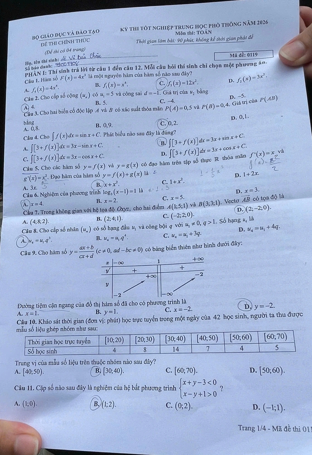  Đề chính thức môn toán xem tại đây - Ảnh 1.