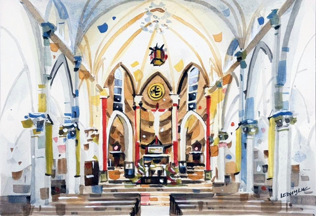 Góc ký họa: Nhà thờ Cha Tam - Ảnh 2.