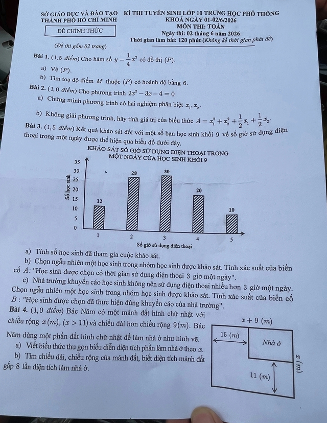 Thi lớp 10 TP.HCM: Đề thi chính thức môn toán - Ảnh 2.