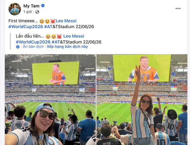 Họa mi Mỹ Tâm ngất ngây lần đầu ngắm nhìn Argentina và Messi ‘bung lụa’ rực rỡ! - Ảnh 1. Họa mi Mỹ Tâm ngất ngây lần đầu ngắm nhìn Argentina và Messi ‘bung lụa’ rực rỡ! - Ảnh 1.