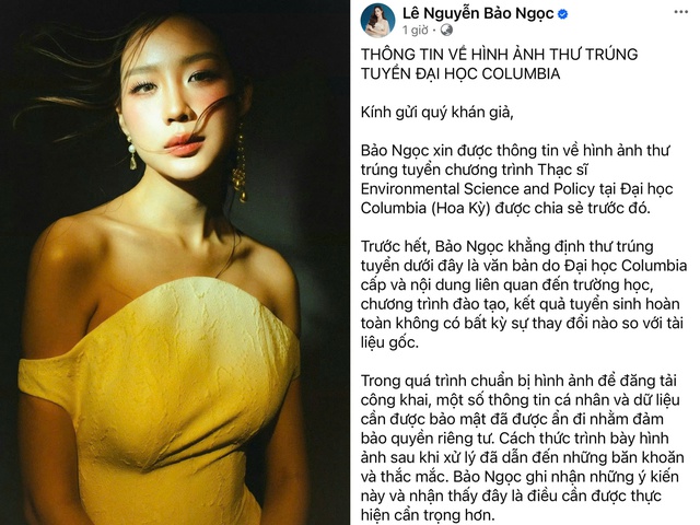 Hoa hậu Bảo Ngọc làm rõ về ồn ào học vấn - Ảnh 1.