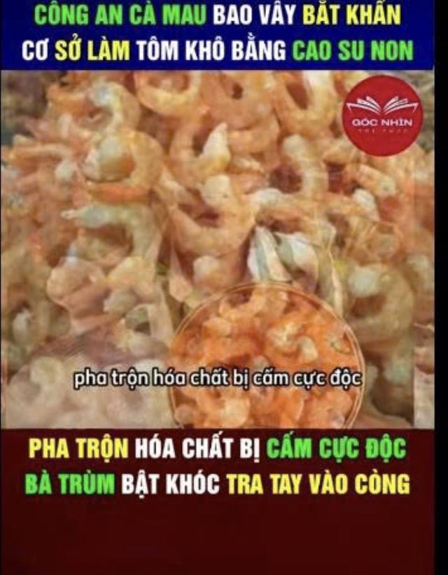 Bắt giữ người tung tin giả tôm khô Cà Mau làm từ cao su non    - Ảnh 1.
