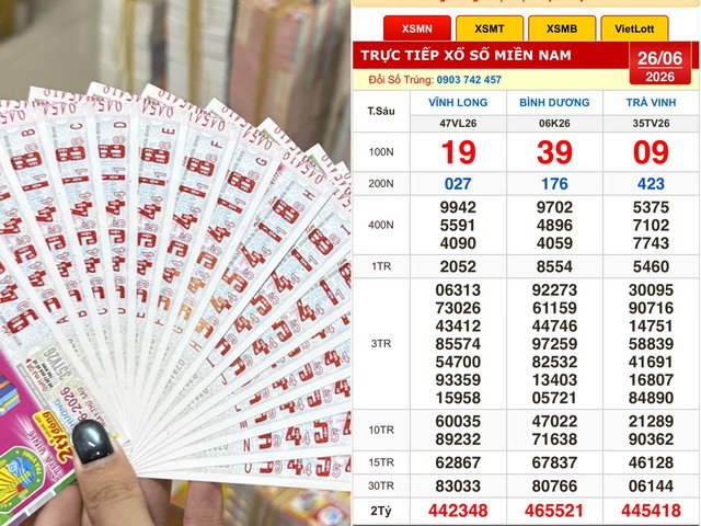 Xổ số miền Nam ng&agrave;y 26 th&aacute;ng 6: V&eacute; tr&uacute;ng đ&agrave;i Tr&agrave; Vinh lộ diện sớm  - Ảnh 1.