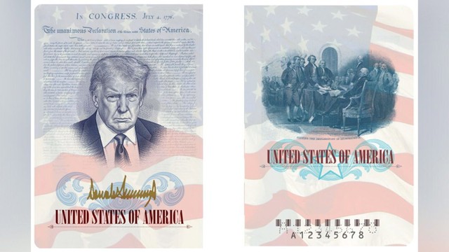 Tổng thống Trump c&ocirc;ng bố mẫu hộ chiếu đặc biệt in ch&acirc;n dung &ocirc;ng - Ảnh 1.