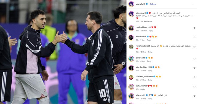 Cầu thủ Jordan khoe tới tấp được chụp ảnh c&ugrave;ng &lsquo;đối thủ&rsquo; Messi: Sức h&uacute;t của GOAT qu&aacute; khủng!- Ảnh 2.