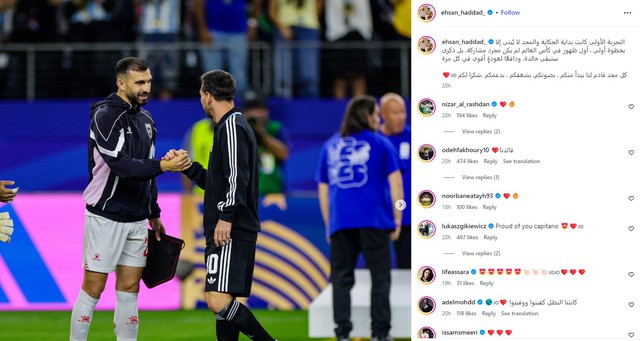 Cầu thủ Jordan khoe tới tấp được chụp ảnh c&ugrave;ng &lsquo;đối thủ&rsquo; Messi: Sức h&uacute;t của GOAT qu&aacute; khủng!- Ảnh 3.