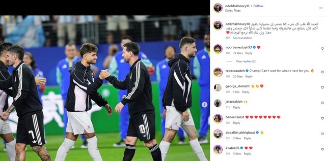 Cầu thủ Jordan khoe tới tấp được chụp ảnh c&ugrave;ng &lsquo;đối thủ&rsquo; Messi: Sức h&uacute;t của GOAT qu&aacute; khủng!- Ảnh 1.