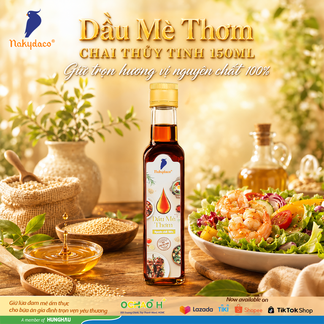 Dầu m&egrave; thơm chai thủy tinh 150ml Nakydaco - Giữ trọn hương vị nguy&ecirc;n chất 100% - Ảnh 1.