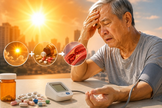 Thời tiết n&oacute;ng gặp thuốc huyết &aacute;p: Nguy cơ tụt huyết &aacute;p, suy thận ở người lớn tuổi - Ảnh 1.