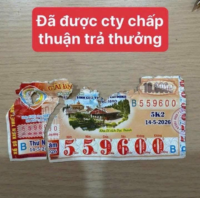 Tờ vé số trúng 50 triệu xổ số miền Nam bị rách đôi đã được trả thưởng - Ảnh 1.