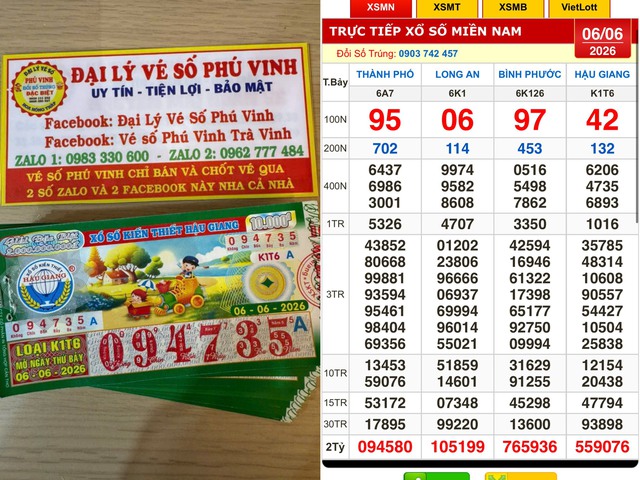 Xổ số miền Nam ng&agrave;y 6 th&aacute;ng 6: Kh&aacute;ch tr&uacute;ng số đ&agrave;i Hậu Giang nhận chuyển khoản - Ảnh 1.