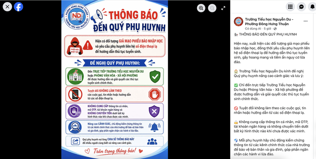 Nên đến trực tiếp trường, phòng VH-XH phường hỏi tuyển sinh đầu cấp, tránh bị lừa đảo - Ảnh 2.