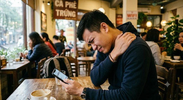 Đau mỏi cổ vai gáy do dùng điện thoại nhiều có xoa bóp bấm huyệt được không? - Ảnh 1.