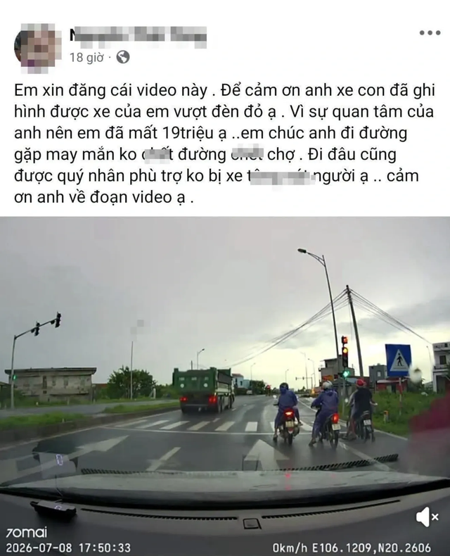 Vượt đ&egrave;n đỏ bị phạt 19 triệu, t&agrave;i xế l&ecirc;n mạng 'tr&ugrave;' người gửi clip cho CSGT - Ảnh 2.