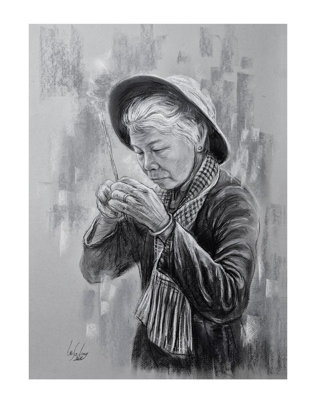 Họa sĩ L&ecirc; Sa Long vẽ tranh về những ng&agrave;y t&igrave;m kiếm liệt sĩ- Ảnh 3.