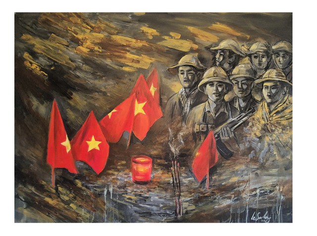 Họa sĩ L&ecirc; Sa Long vẽ tranh về những ng&agrave;y t&igrave;m kiếm liệt sĩ- Ảnh 4.