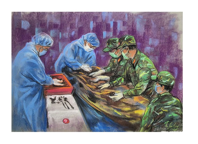 Họa sĩ L&ecirc; Sa Long vẽ tranh về những ng&agrave;y t&igrave;m kiếm liệt sĩ- Ảnh 8.