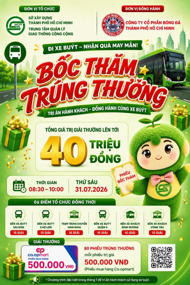 Ngày mai, người dân TP.HCM đi xe buýt được bốc thăm trúng thưởng - Ảnh 1.