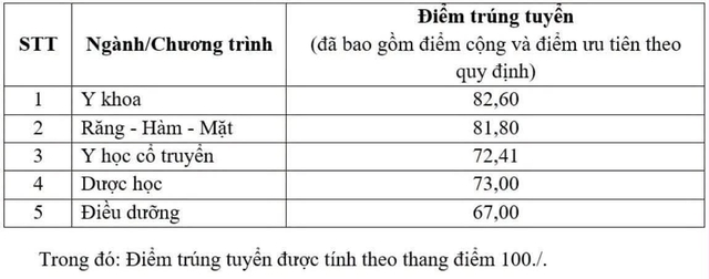 Điểm chuẩn Trường ĐH Khoa học Sức khỏe - Ảnh 2.