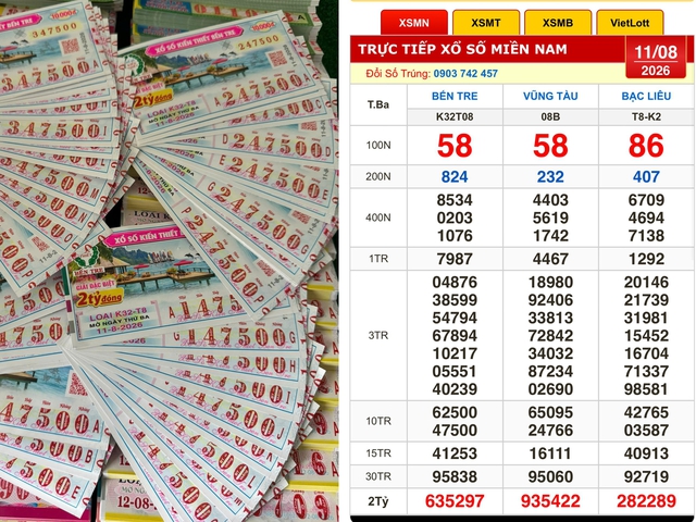 Xổ số miền Nam ngày 11 tháng 8: Hai người trúng số 320 vé đài Vũng Tàu - Ảnh 1.