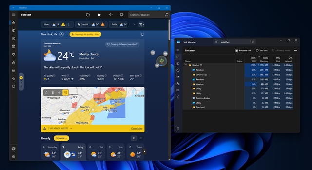Ph&aacute;t hiện ứng dụng thời tiết tr&ecirc;n Windows 11 'ngốn' RAM kh&ocirc;ng tưởng - Ảnh 1.