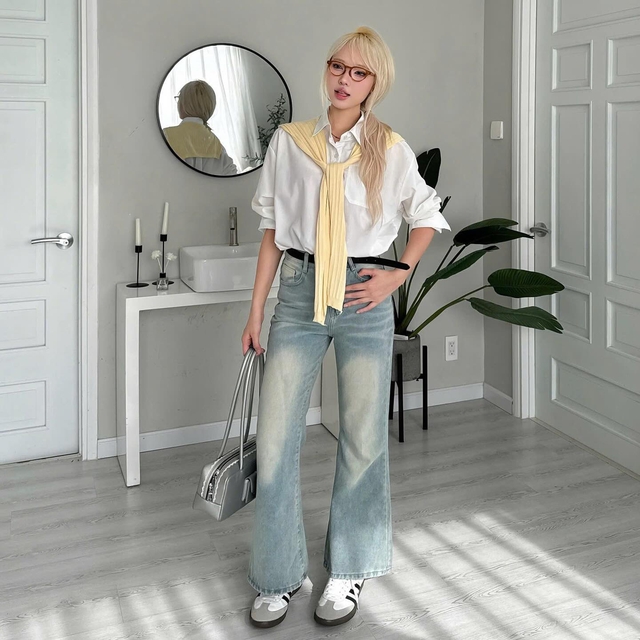 Muốn trẻ ra vài tuổi cứ chọn quần jeans wash sáng màu- Ảnh 4.
