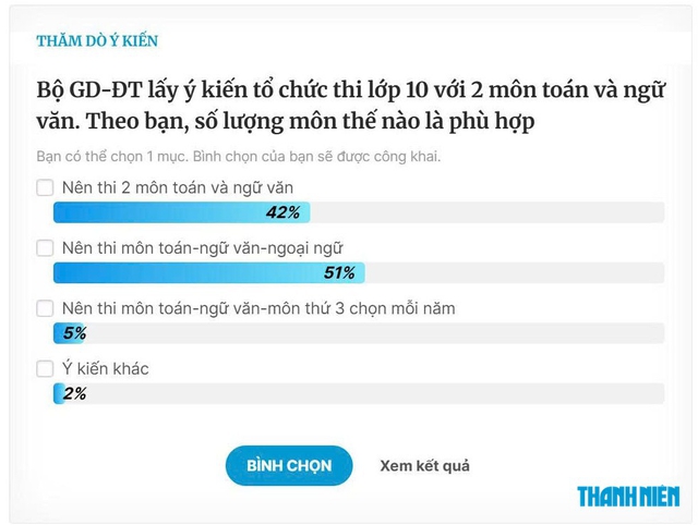 Phụ huynh, học sinh TP.HCM chọn môn thi lớp 10 ra sao khi Bộ lấy ý kiến? - Ảnh 1.