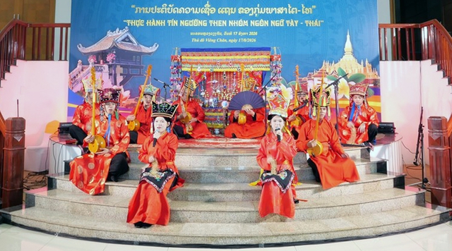 Trưng b&agrave;y chuy&ecirc;n đề 'Thực h&agrave;nh t&iacute;n ngưỡng Then nh&oacute;m ng&ocirc;n ngữ T&agrave;y - Th&aacute;i' tại L&agrave;o - Ảnh 2.