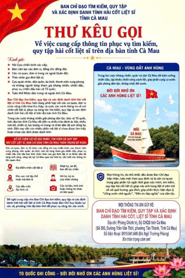 Cà Mau kêu gọi toàn dân cung cấp thông tin tìm kiếm hài cốt liệt sĩ - Ảnh 1.