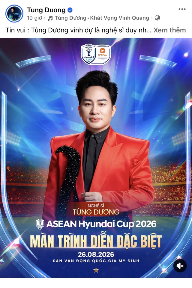 Ca sĩ Tùng Dương hát ca khúc dành riêng cho ASEAN Cup 2026 trước chung kết lượt về tại Mỹ Đình- Ảnh 2.