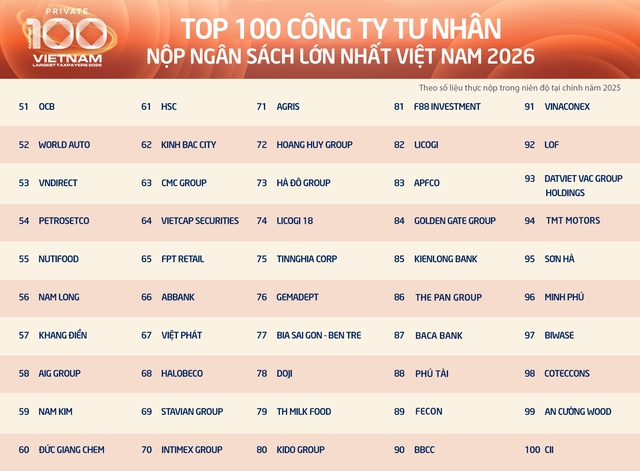 100 doanh nghiệp tư nhân lớn nhất nộp gần 391.000 tỉ đồng vào ngân sách - Ảnh 2.