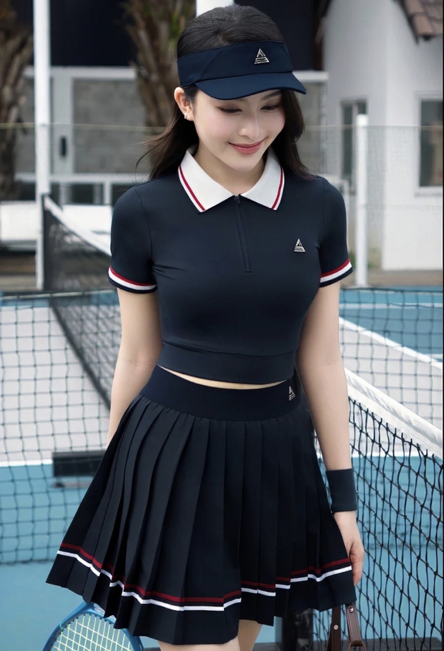 Ghi điểm năng động nhờ bộ đ&ocirc;i &aacute;o polo c&ugrave;ng ch&acirc;n v&aacute;y tennis - Ảnh 1.