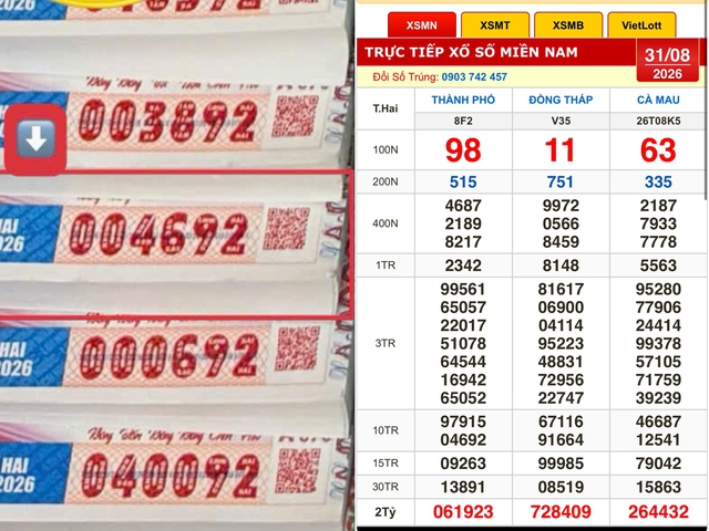 Xổ số miền Nam ngày 31 tháng 8: Một người trúng cọc vé 1,6 tỉ đài TP.HCM - Ảnh 1.